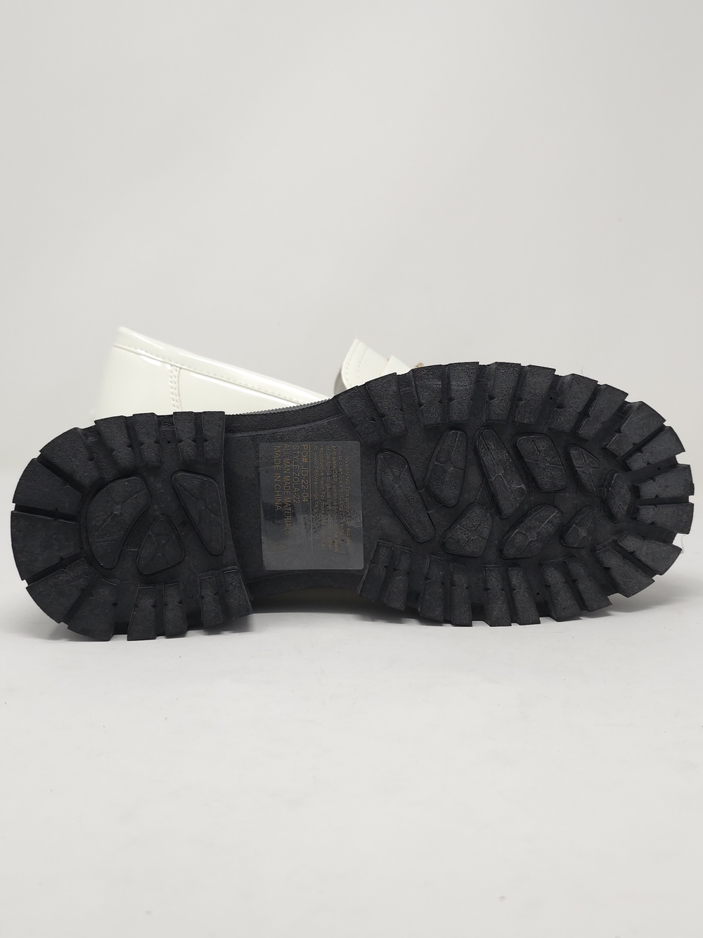 White Chunky Platform Loafers Gold Chain Lug Sole Slip On Trendy - Picture 4 of 10